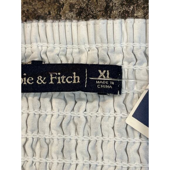 Abercrombie and Fitch NEW Blue Stripe Crop Shirt XL Smocked Adjustable Straps - Picture 5 of 8